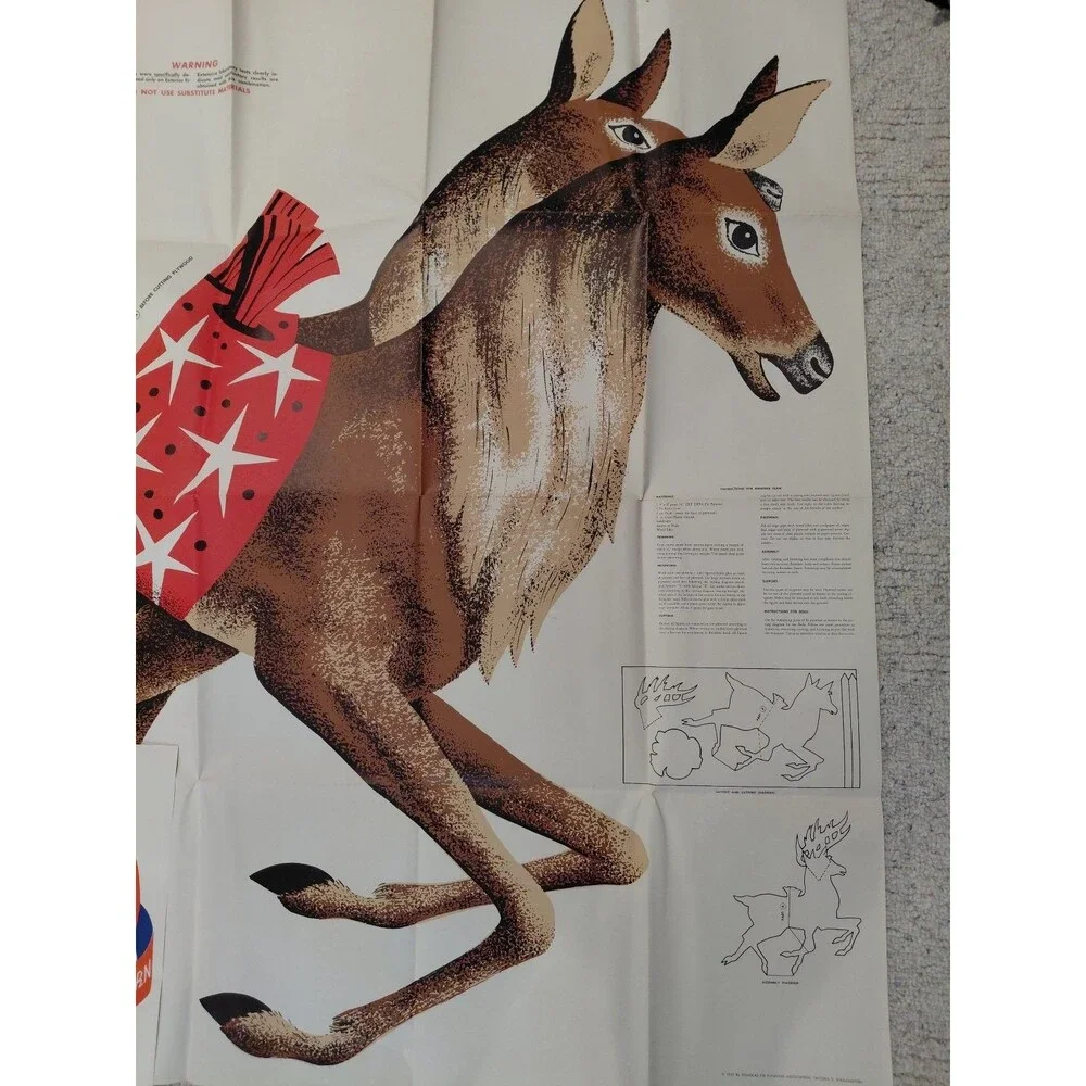 Vintage 1957 Douglas Fir Plywood Association Reindeer Team & Bells Pattern Kit